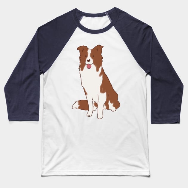 Brown border collie dog Baseball T-Shirt by Mayarart